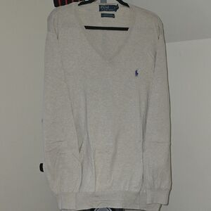 Polo by Ralph Lauren Gray V-Neck Sweater Classic Knit